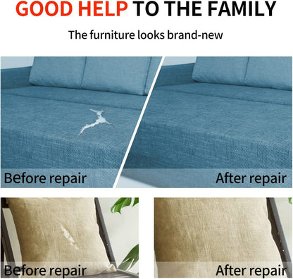 Fabric Repair Patches, 17X158 Inch Linen Repair Tape Self-Adhesive Fabric Patches Durable, DIY Large Linen Tape for Sofa, Couches, Furniture, Chair, Clothing （17X158 Inch, Brown）