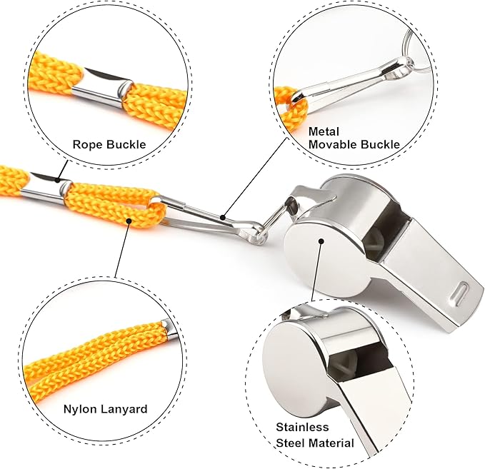 SANNIX 7 Pack Whistles, Coaches Whistles with Lanyard Sports Whistle Loud Crisp Sound Whistles for Referees Training Gyms Emergency