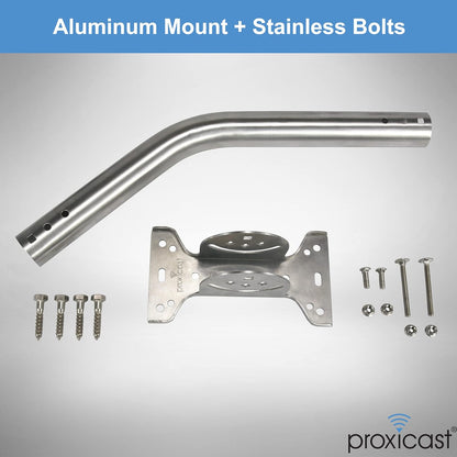 Proxicast Pro-Grade J-Max 100% Solid Rustproof Aluminum Antenna Mount - Universal Outdoor Adjustable Pivot/Lock Bracket & J-Pipe Mast (1.5" x 18" Pole) for Wall, Eave or Roof Mounting (ANT-800-JP2)