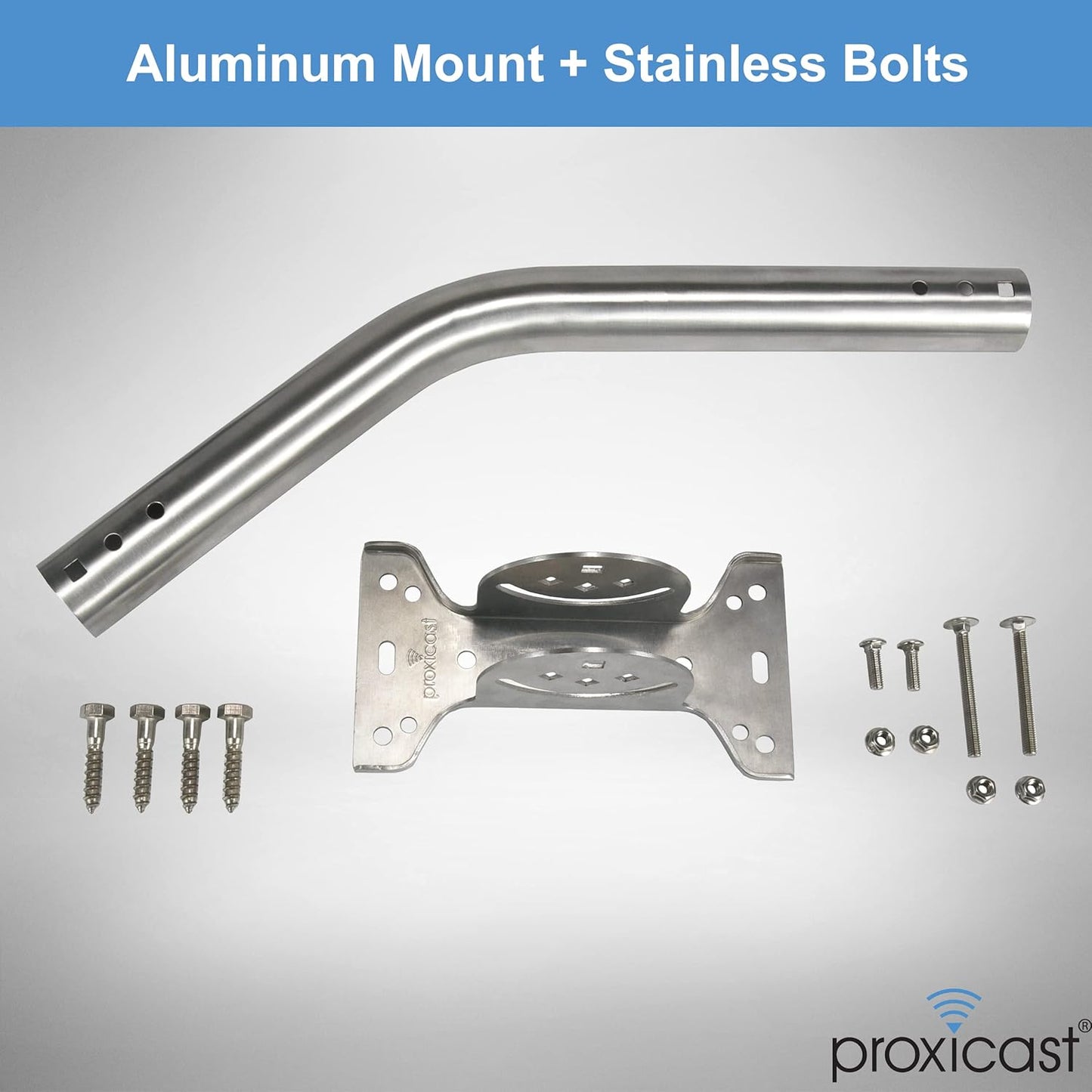 Proxicast Pro-Grade J-Max 100% Solid Rustproof Aluminum Antenna Mount - Universal Outdoor Adjustable Pivot/Lock Bracket & J-Pipe Mast (1.5" x 36" Pole) for Wall, Eave or Roof Mounting (ANT-800-JP2-XL)