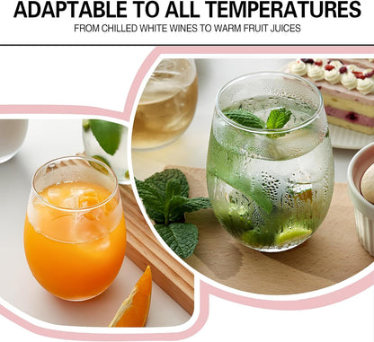 Stemless Wine Glasses Set of 4, 18 Ounces Red & White Wine Glasses for Party, Lead-free, Ideal Wine Accessories Gift (Clear)