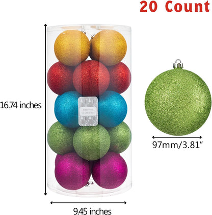 Every Day is Christmas 20ct Christmas Ornaments, Shatterproof Christmas Tree Ornaments Set, 92cm/3.6" Christmas Balls Decoration