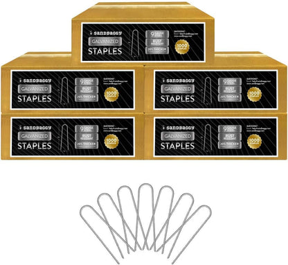 Sandbaggy Galvanized 6-Inch Landscape Staples ~ 9 Gauge Steel - Fabric Pins, Garden Earth Stakes, Ground Cover, Fence Anchors, Lawn Nails ~ Trusted by Organic Farmers Across The USA (5,000 Staples)