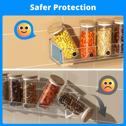 NIUBEE Wall Mounted Spice Rack Organizer,Clear Acrylic Spice Shelf Storage Holder,Hanging Seasoning Rack Organizer for Wall Kitchen 4 Pack