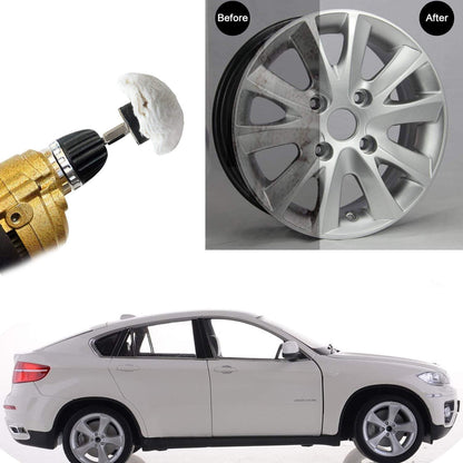 Polishing Pad Buffing Wheel Kit White Flannelette 5 Pack, Polisher Tools Fit for Metal Aluminum Stainless Steel Chrome Wood Plastic Ceramic Glass Woods Fabric Cotton Machine Jewelry etc