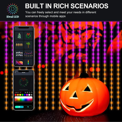 HXWEIYE 300LED Unlimited RGB Colors Changing Curtain Lights with Remote & APP Control, Smart Curtain Hanging Fairy String Lights, Music &Voice Sync,USB Christmas led Lights for Indoor, Party, Garden
