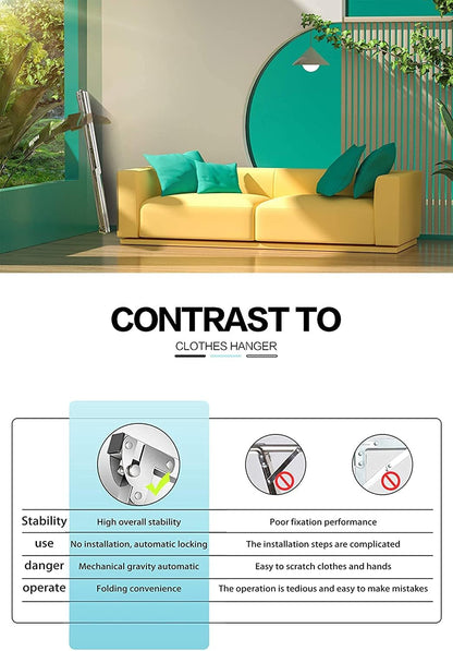 Clothes Drying Racks Outdoor, 82 Inches Updated Version,Stainless Steel Laundry Drying Rack for Indoor Outdoor and The Balcony,Length Adjustable Saves Space,with Windproof Hooks(002)