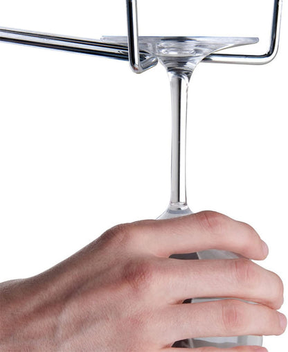 TrueCraftware- 24-Inch Wine Glass Rack Chrome Finish Set of 2- Stemware Rack Wire Hanging Rack Under Cabinet Wine Glass Stemware Holder Glass Storage Hanger Organizer for Kitchen and Bar