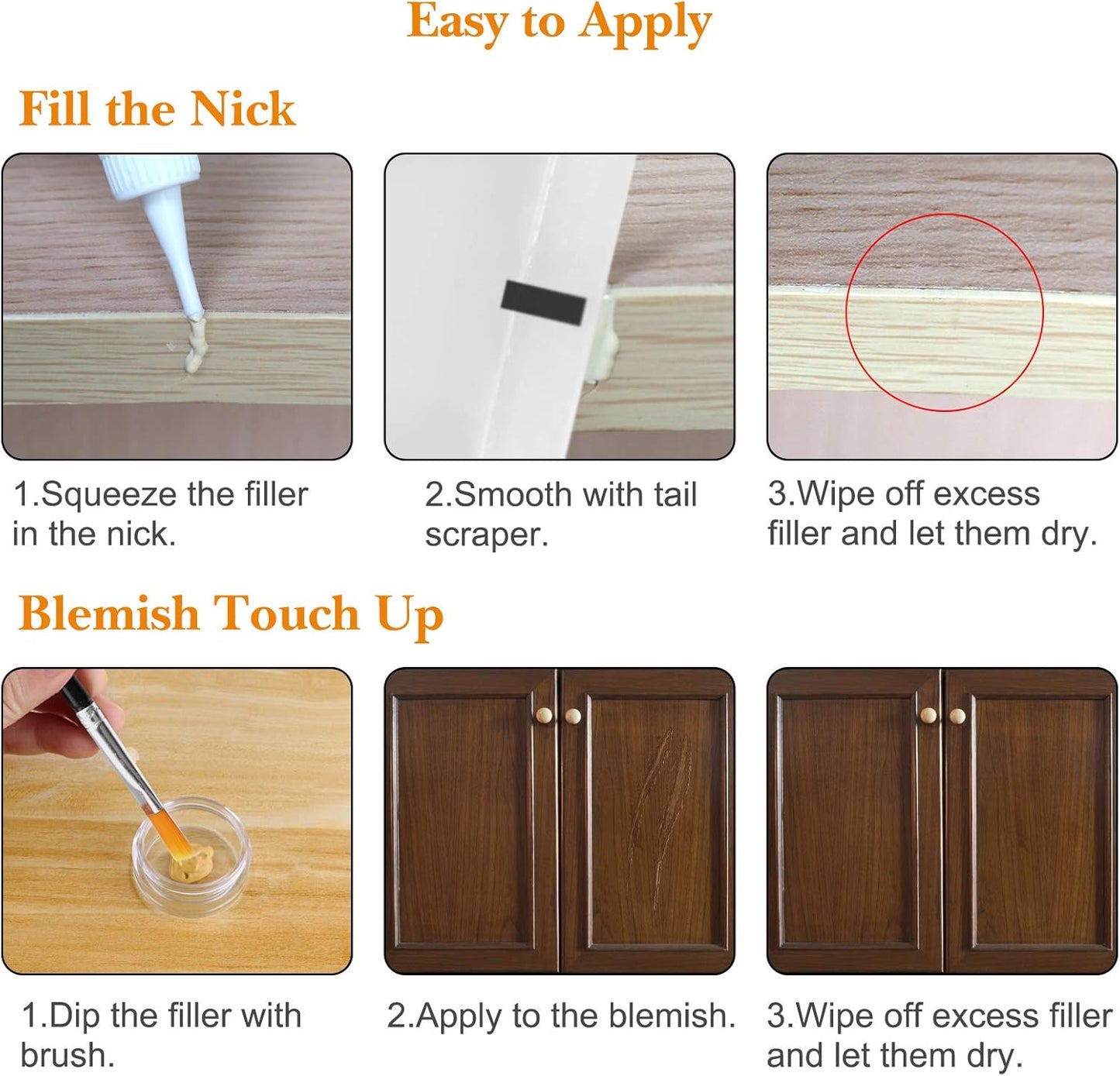 SEISSO Furniture Repair Kit 50 Pcs, 24 Colors Wood Fillers, Wood Paint, Wood Repair Kit, Wood Touch up Fillers Repair Scratches, Discoloration, Cracks, Stains, for Wooden Tables, Cabinet, Floors, Door