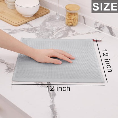 Homaxy 100% Cotton Waffle Weave Dish Cloths - 6 Pack Soft and Absorbent Dish Towels - 12 x 12 Inches Quick Dry Dish Rags - Light Grey