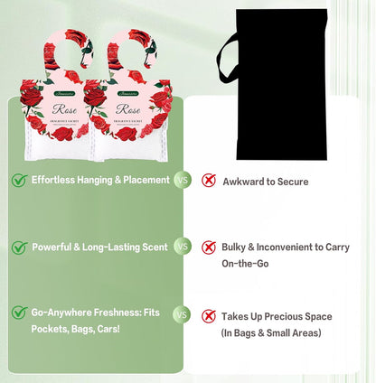 15 Packs Rose Scented Sachets Bag for Drawers and Closets, Air Freshener for Home Fragrance Sachet, Long-Lasting Hanging Closet Deodorizer Smell Goods for House