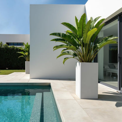 Galvanized Steel Metal Planter, 26 Inch White Square Outdoor Planters with Removable Insert Shelf and Drain Holes, Heavy Duty Flower Pot Modern Commercial Residential for Trees Patio Deck Yard Garden