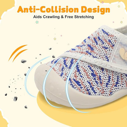FEETCITY Baby First Walking Shoes Wide Baby Shoes Infant Sneakers Newborn Crib Shoe Barefoot Lightweight Slip On Shoe