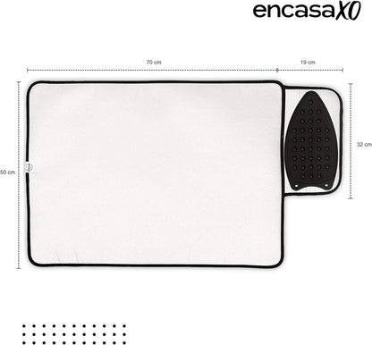 Encasa Homes Ironing Mat/Pad - Metallic Silver (Small 28"x20") with 5mm Foam Padding & Silicone Iron Rest for Steam Pressing on Tabletop or Bed - Heat Reflective, Portable, Quilting