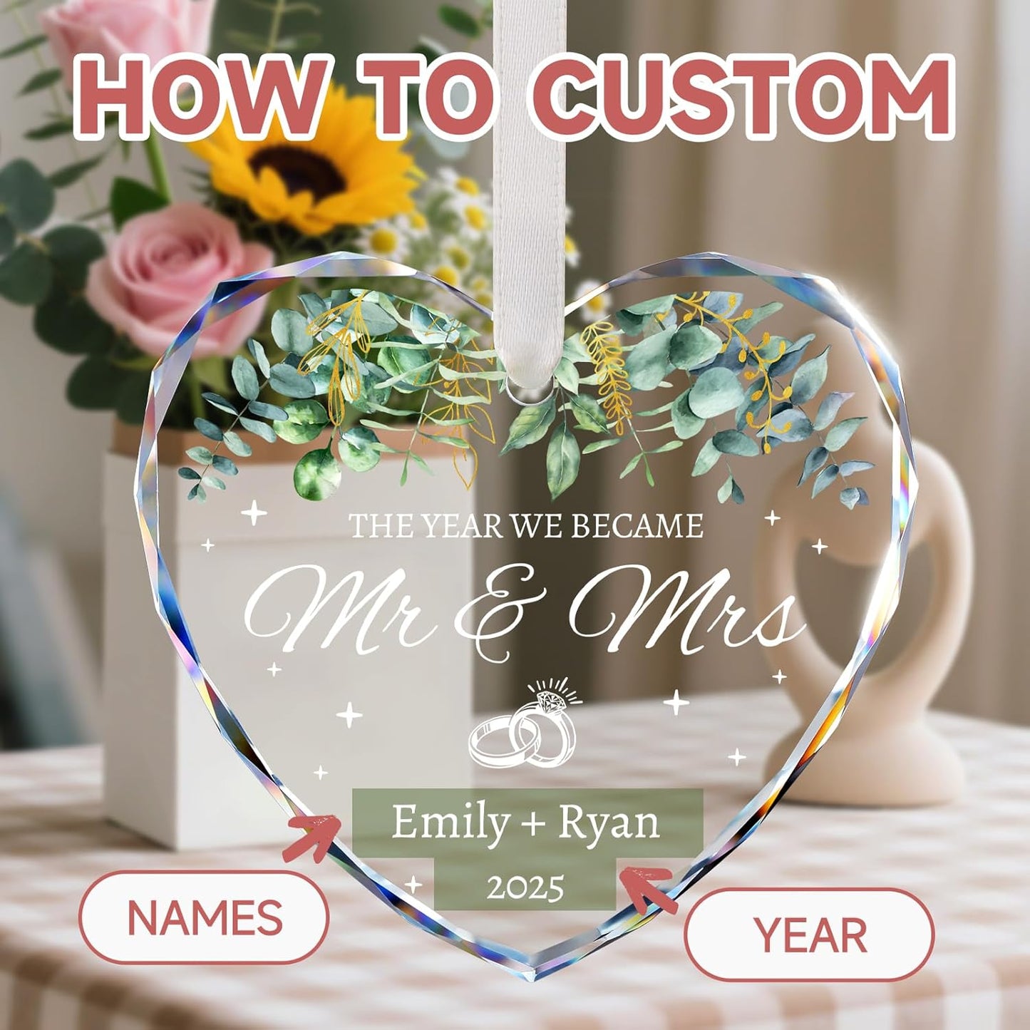 Personalized Wedding Gifts for Couples 2025 - Mr and Mrs, Bridal Shower Gifts, Wedding Ideas for Newlywed, Bride, Future Mr & Mrs - Just Married Ornament 2025