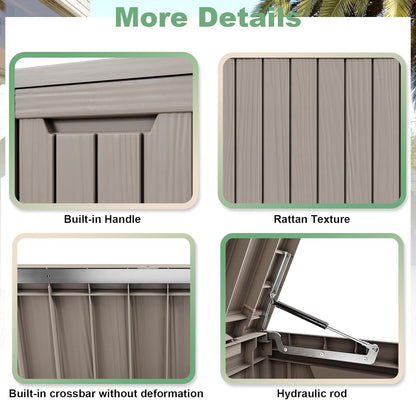 DRATO 80 Gallon Large Deck Box, Outdoor Storage Box for Patio Furniture, Patio Cushions, Gardening Tools, Pool Supplies 480lbs Weight Capacity,Waterproof Resin Storage Boxes