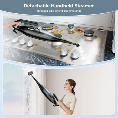 Steam Mop, 12-in-1 Powerful Handheld Steam Cleaner Detachable Steam Mops for Floor Cleaning, 550ML Removable Tank, 23FT Power Cable, MultiPurpose Steamer for Hardwood, Tile, Grout, Furniture