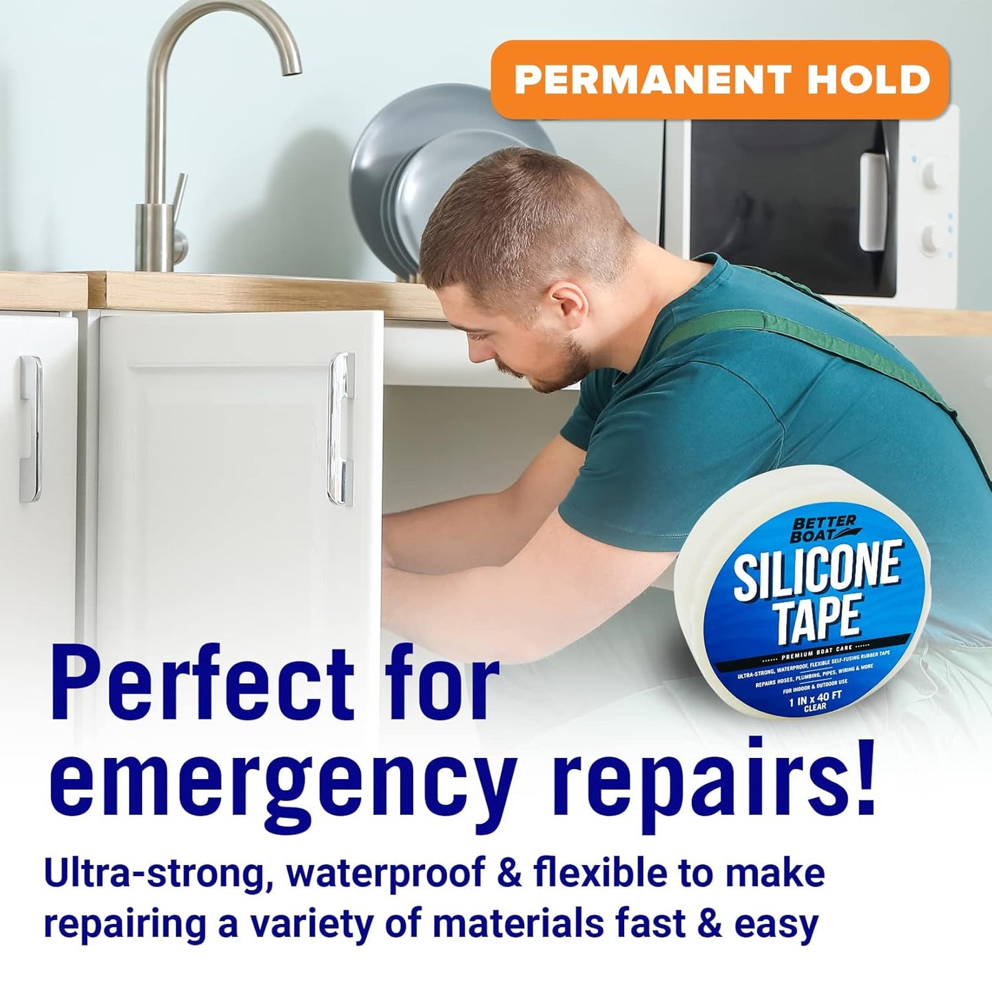 Clear Heavy Duty Silicone Tape, Self-Fusing Rubber Hose and Plumbing Water Pipe Repair Seal, Coax Electrical or Waterproof Tape for Leaks, 40ft