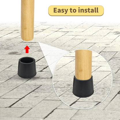 Flyshop Furniture Table Covers Non-Slip Rubber Leg Tips Caps Chair Leg Floor Protectors, Round, Black, 4PCS, Size 10 mm, 3/8"