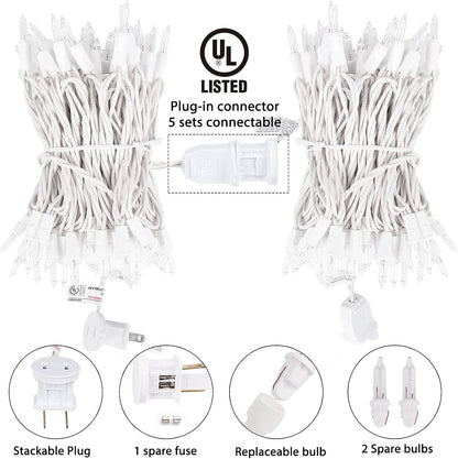 Minetom Clear Christmas Lights Set 100 Count 25 Feet Incandescent Bulb Mini String Lights for Indoor Christmas Tree Garland Birthday Wedding Party Festival Decoration, White Wire