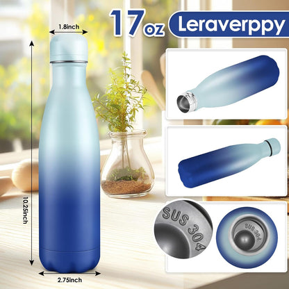 17oz Cola-Bottle Shaped Stainless Steel Leak-proof Water Bottle,Double Wall Vacuum Insulated Metal,Travel Mug For Sports Indoors & Outdoors,BPA-Free School Kids Flasks,Mix(12 Pack)