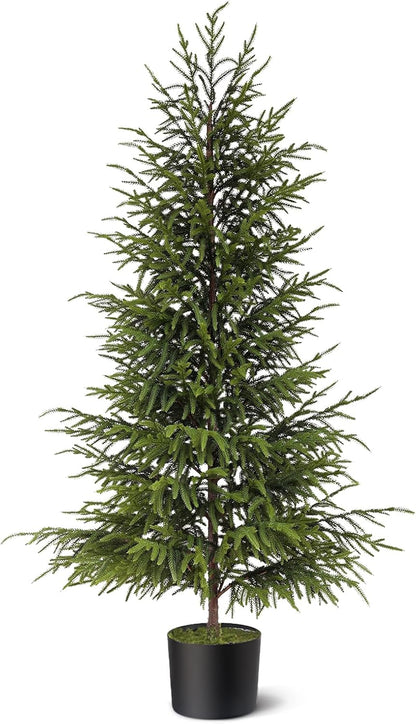4ft Christmas Norfolk Pine Tree Artificial Christmas Tree Faux Potted Plants for Front Porch Christmas Indoor Outdoor Decor