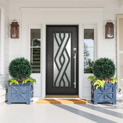 Artificial Boxwood Topiary Ball Bush for Outdoor with Spike, UV Resistant Faux Boxwood Ball Tree with Stake for Outside Set of 2, Weatherproof Round Fake Shrubs for Entryway Front Porch