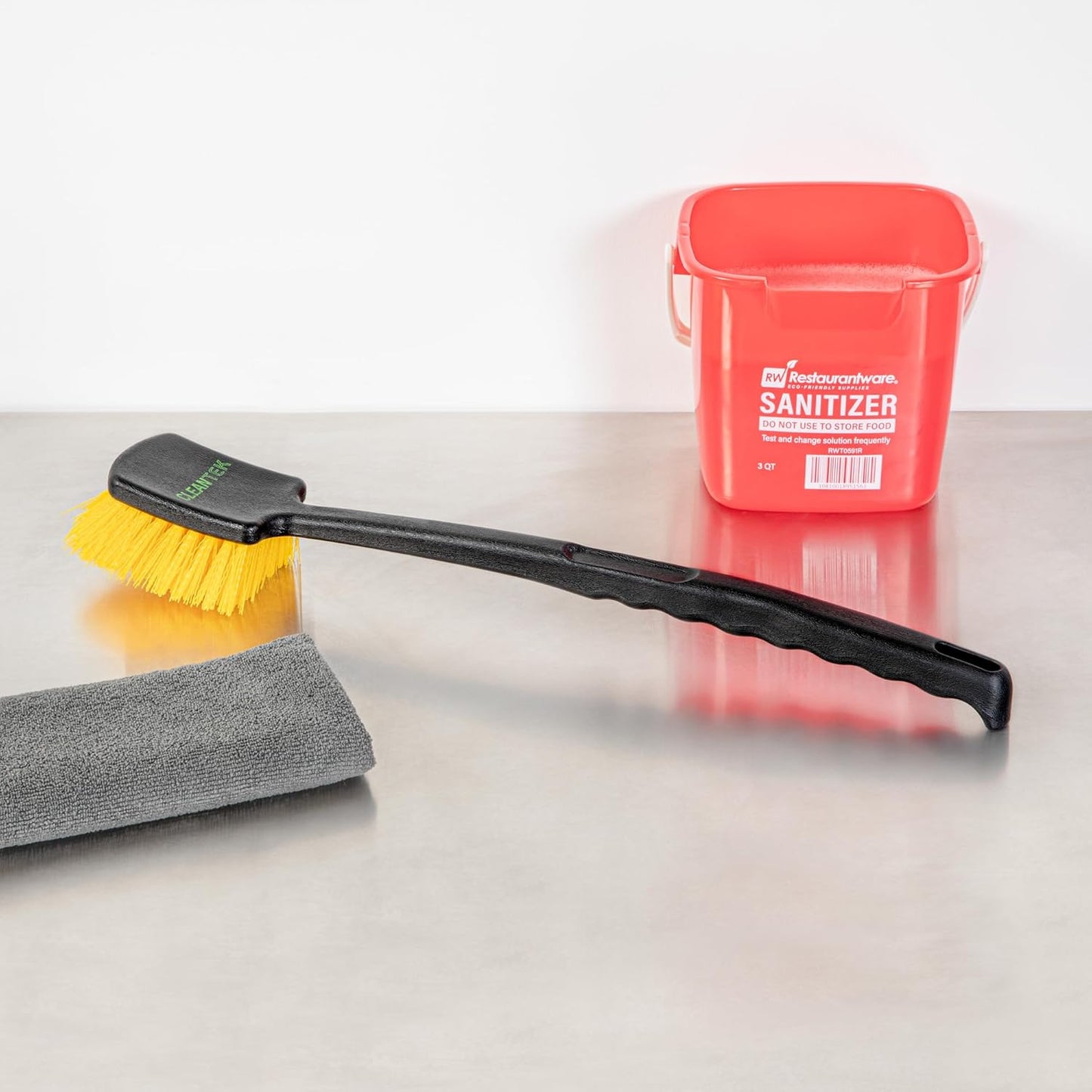 Restaurantware-Clean Tek Professional 20.47 Inch Utility Brush, 1 Heavy-Duty Scrub Brush - Plastic Bristles, Ergonomic Handle, Black Plastic Cleaning Scrub, Ideal for Indoor and Outdoor Cleaning