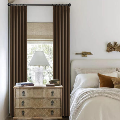 KangBang Chocolate Brown Blackout Curtains 90 Inches Long for Bedroom, Pinch Pleated Thermal Privacy Assured Draperies for Living Room Kitchen with Hooks,40”Wx90”L,2 Panels