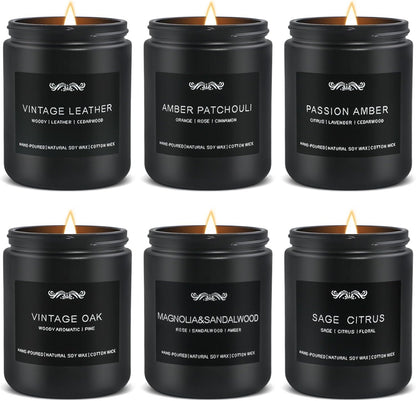 6 Pack Candles for Home Scented Aromatherapy Candles Gifts Set for Mens, Men Candle Set, 42 oz 300 Hour Long Lasting Candles, Gifts for Men, Birthday, Anniversary Present
