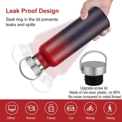 Neihepal 20 oz Insulated Water Bottles Bulk 4 Pack,Stainless Steel Double Wall Sport Bottle with Lid of Handle,Metal Reusable Thermoses Flask for School,Cyclists,Hikers,Gift (Dark Rainbow,Set of 4)