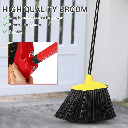 WILLBOND 20 Pcs Heavy Duty Broom Outdoor Indoor Commercial Angle Brooms Bulk for Courtyard Garage Lobby Mall Market Floor Home Kitchen Room Office Pet Hair Rubbish 54 Inch(Red, Yellow)