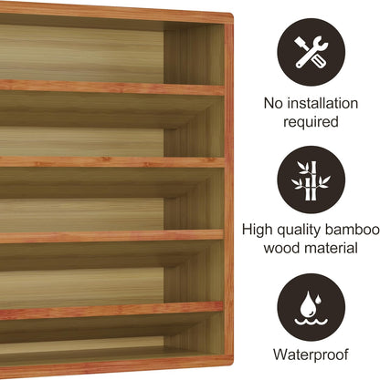 Orimade 4 Tier Spice Rack Organizer for Cabinet, Freestanding Bamboo Seasoning Rack for Countertop, Cupboard, Pantry, Kitchen, 13.18 x 4.13 x 12.2 inches(Spice Jars Not Included), Bronze