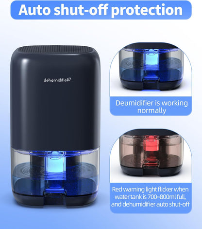 TABYIK Dehumidifier, 35 OZ Small Dehumidifiers for Room for Home, Quiet with Auto Shut Off, Dehumidifiers for Bedroom (280 sq. ft), Bathroom, RV, Closet,Blue