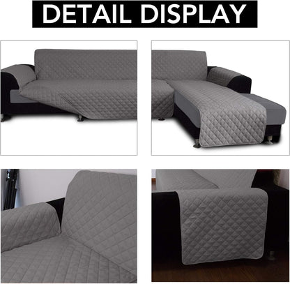 Easy-Going Sofa Slipcover L Shape Sofa Cover Sectional Couch Cover Furniture Protector Mat for Pets Dog Cat (X-Large,Gray/Gray)