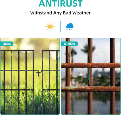 Animal Barrier Fence, 10 Panels No Dig Fences, 17in(H) X 10.8ft(L) Garden Fence Animal Barrier for Rabbits and Dog Under Fencing Barrier, Rustproof Metal Fences Border for Outdoor, Yard, Patio