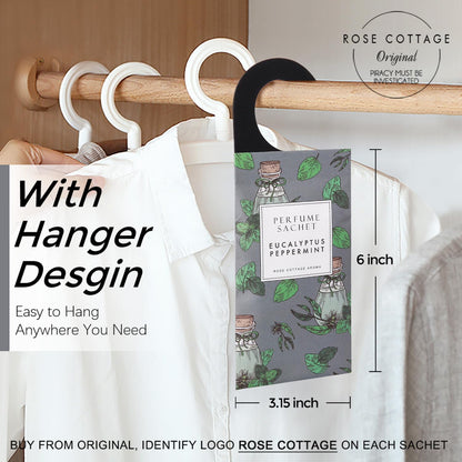 ROSE COTTAGE Large 12 Packs Eucalyptus Peppermint Hanging Closet Air Freshener Scented Sachets Long Lasting Smell Goods