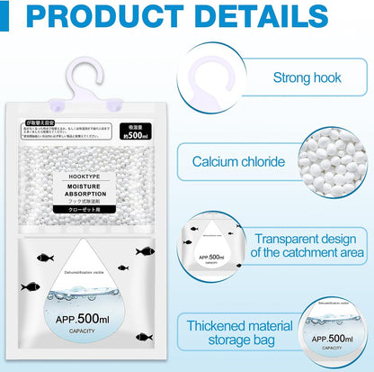 Nuanchu 30 Pack 500 ml Moisture Absorber Hanging Closet Dehumidifier Bags Unscented Hanging Humidity Absorber Desiccant Moisture Absorb in Wardrobes Bedrooms Bathrooms Kitchen