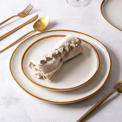 AmorArc Ceramic Dinnerware Sets,Handmade Reactive Glaze Stoneware Plates and Bowls Sets,Highly Scratch Resistant | Dishwasher & Microwave Safe Dishes Set,Service for 8 (24pc)