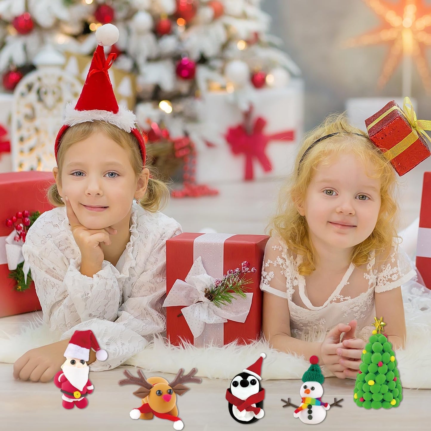 ISKIHO 9 Pack Christmas Snowman DIY Crafts Kit,Christmas Crafts for Kids,Build a Snowman Gingerbread Man,Santa,Penguins,Elk & Christmas Tree Kit Modeling Clay DIY Christmas Gifts Crafts