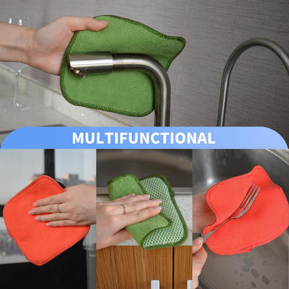 KinHwa Kitchen Washcloths for Dishes Absorbent Microfiber Dish Cloths Quick Dry Dish Rags with Poly Scour Scrub Side Ideal for Kitchen Cleaning (Mixing Colors #1, 6inchx6inch 9 Pack)