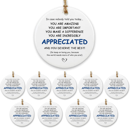 Thank You Gifts for Women & Men - 10 Pcs Appreciation Gift Set for Coworkers - Ceramic Ornament Set