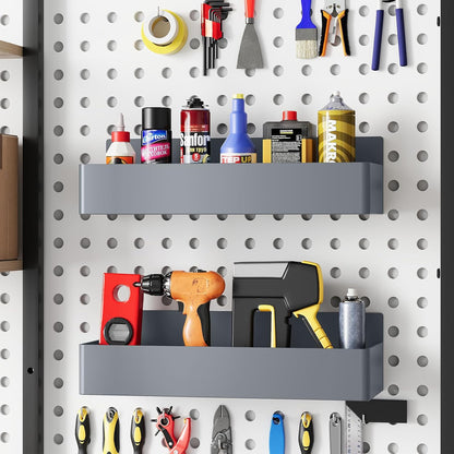 Magnetic Spice Rack for Refrigerator, Kitchen Organizer and Storage Shelf, Grey(2 Pack)