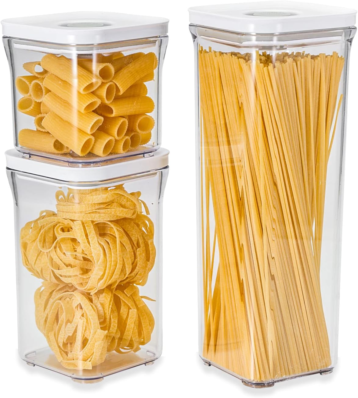 VAKUEN Premium Airtight Food Storage Containers, Square-S 3PC-SET, Smart One-Click Seal Lid, No Hinges, 100% Leak Proof, BPA-FREE, Dishwasher, Freezer & Microwave Safe