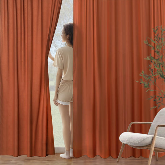 MIULEE Terracotta Privacy Sheer Curtains That Let Light in 63 Inches Long Non-See-Through Semi Sheer Curtain Light Filtering Window Curtains Drapes for Living Room Bedroom 2 Panels Set 42 X 63