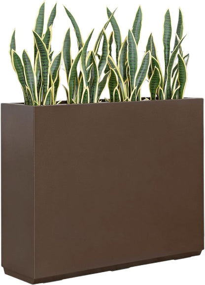 Metallic Heavy Planter for Outdoor Plants, 38Lx10Wx30H Inches Tall and Long Metal Divider Planter Box for Outside & Indoor, No Assembly Required (Espresso)