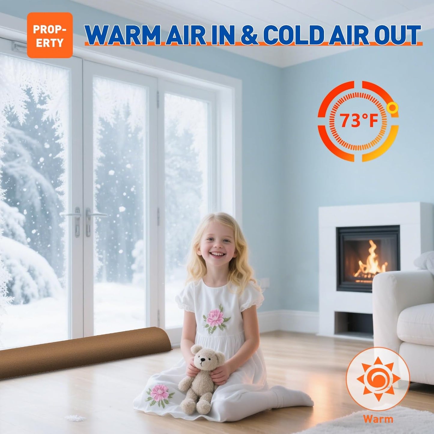 MAGZO Door Draft Stopper 36 Inches, Weighted Triangular Door Snake for Winter Noise Blocker with Hook Loops,Brown