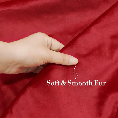 Christmas Tree Skirt, 48 inches Red Luxury Velvet Plush Fur Skirts with Gold Embroidered Holly Leaf for Rustic Xmas Tree Holiday Decorations