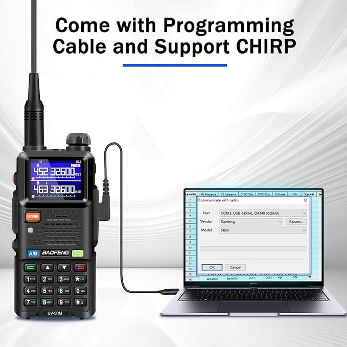BAOFENG 5RM Ham Radio 10W Long Range Handheld NOAA Weather Receiver 2500mAh Battery UV-5RM Radio with Programming Cable,Speaker Mic,Tactical Antenna,Type-C Charging,2Pack