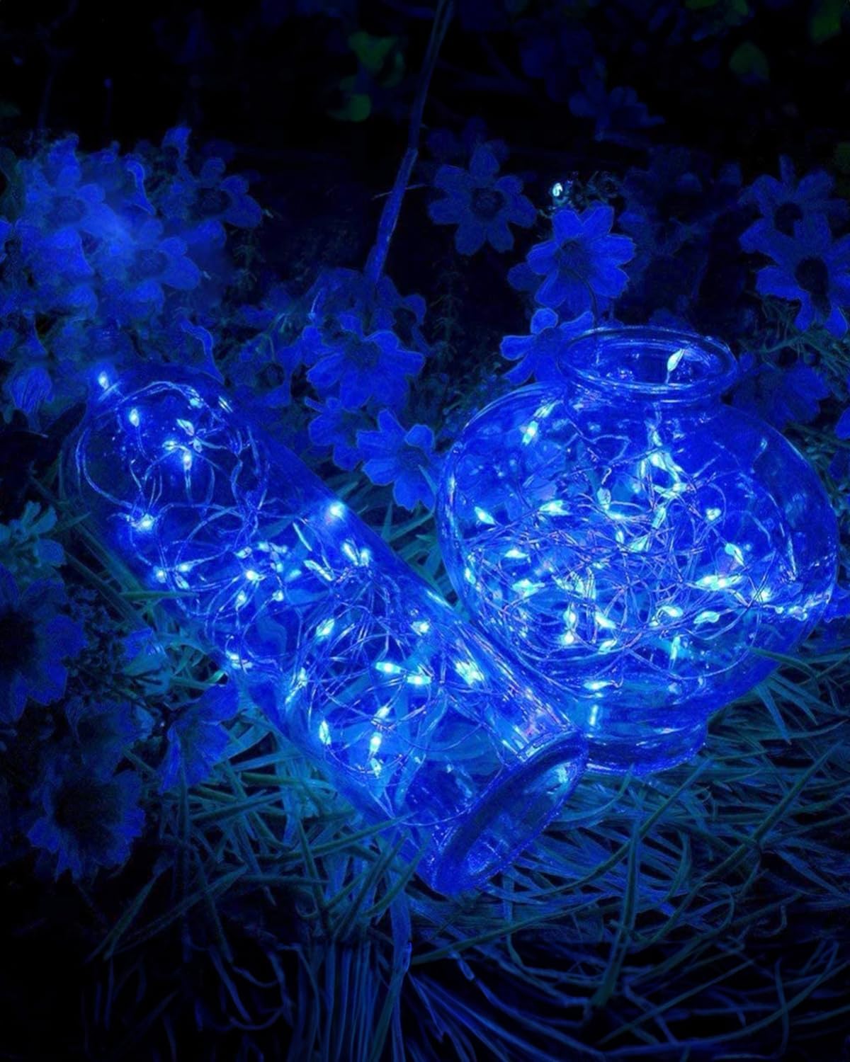 Twinkle Star 2 Pack Outdoor Solar String Lights, Total 80 FT 240 LED Solar Fairy Lights Outside Waterproof 8 Modes, Christmas Tree Light for Patio Garden Party Backyard Wedding Decor Blue